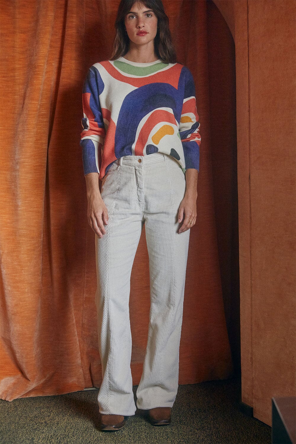 Pantalon Idéaliste en velours Brume