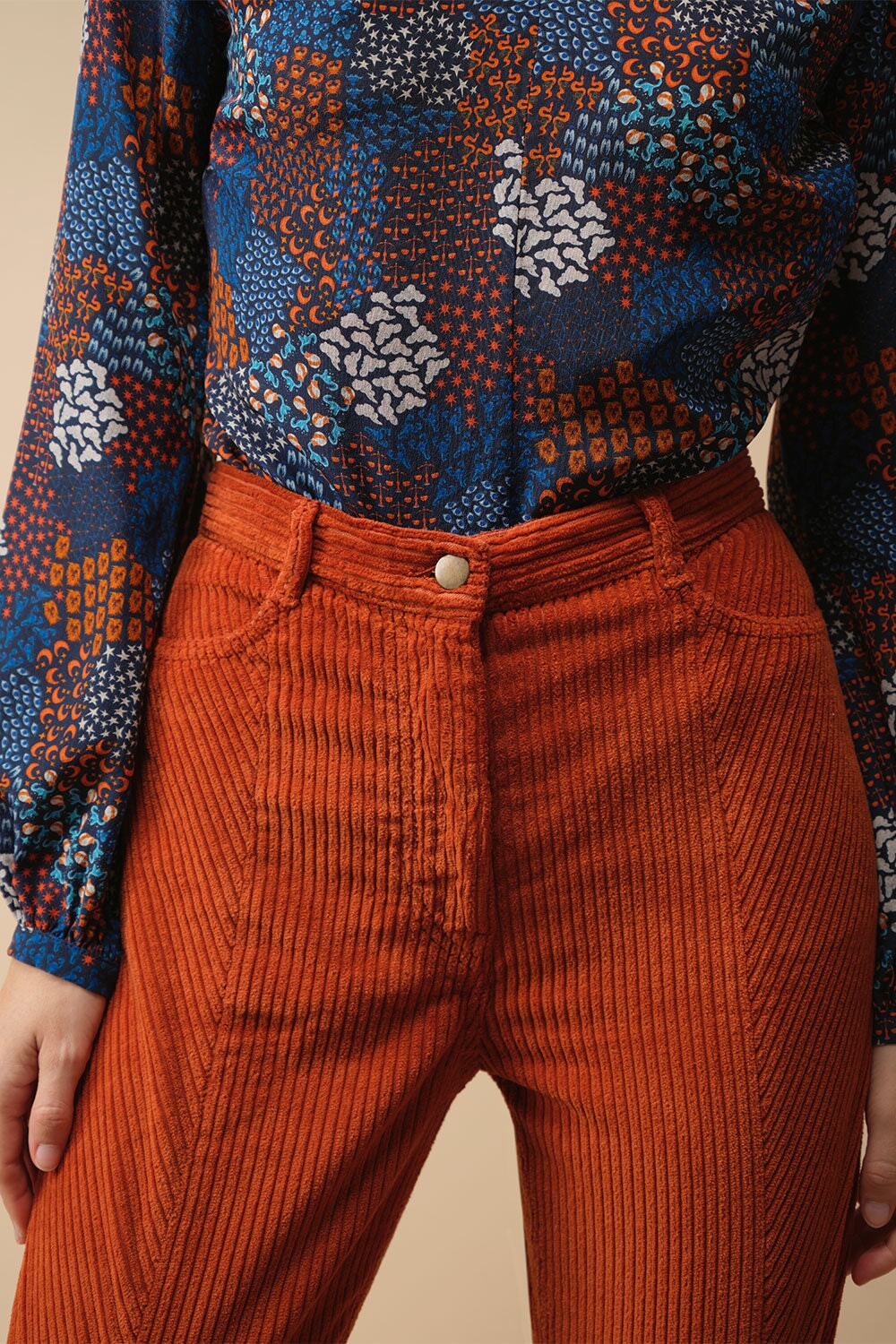 Pantalon Idéaliste en velours Citrouille