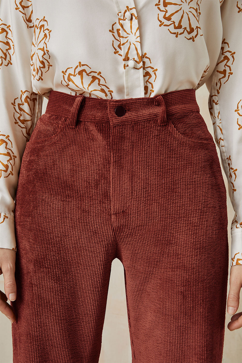 Pantalon Idéaliste en velours Châtaigne