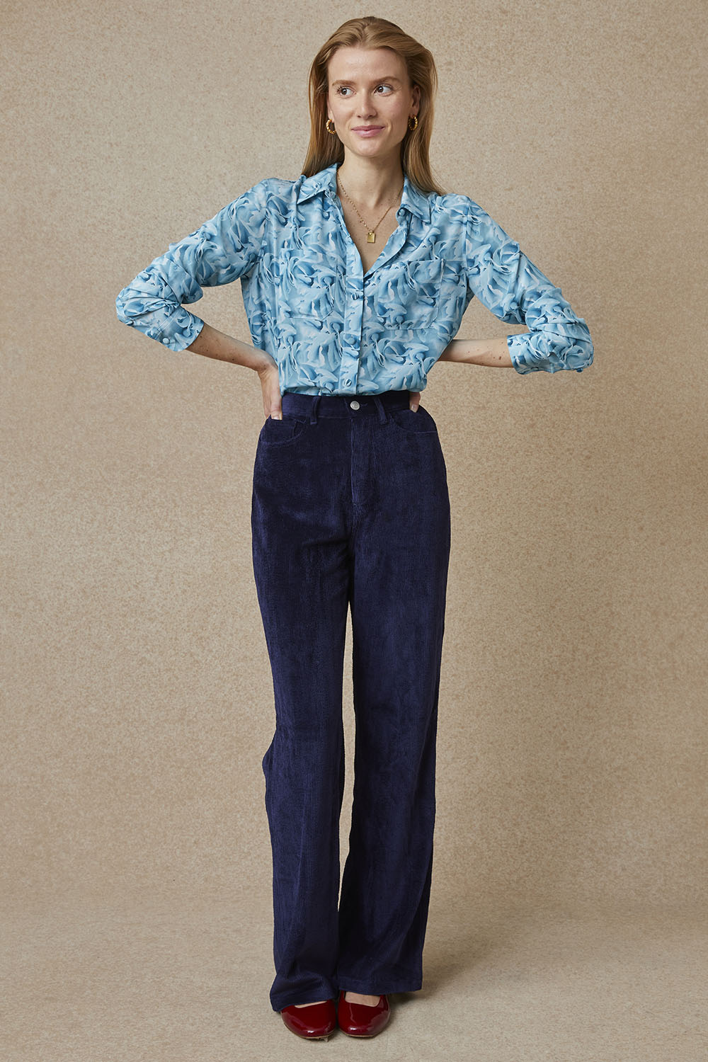 Pantalon Idéaliste en velours Bleu Nuit