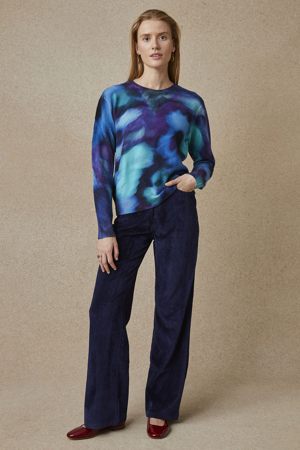 Pantalon Idéaliste en velours Bleu Nuit