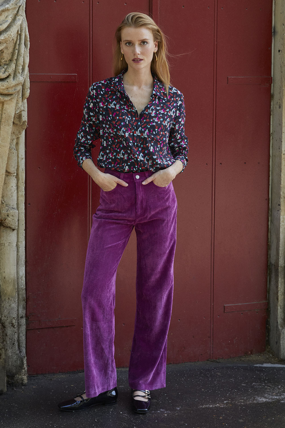 Pantalon Idéaliste en velours Camélia