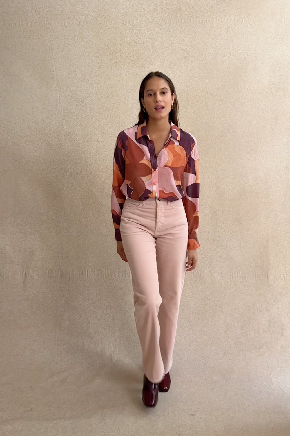 Pantalon Idéaliste en velours Rose Poudré