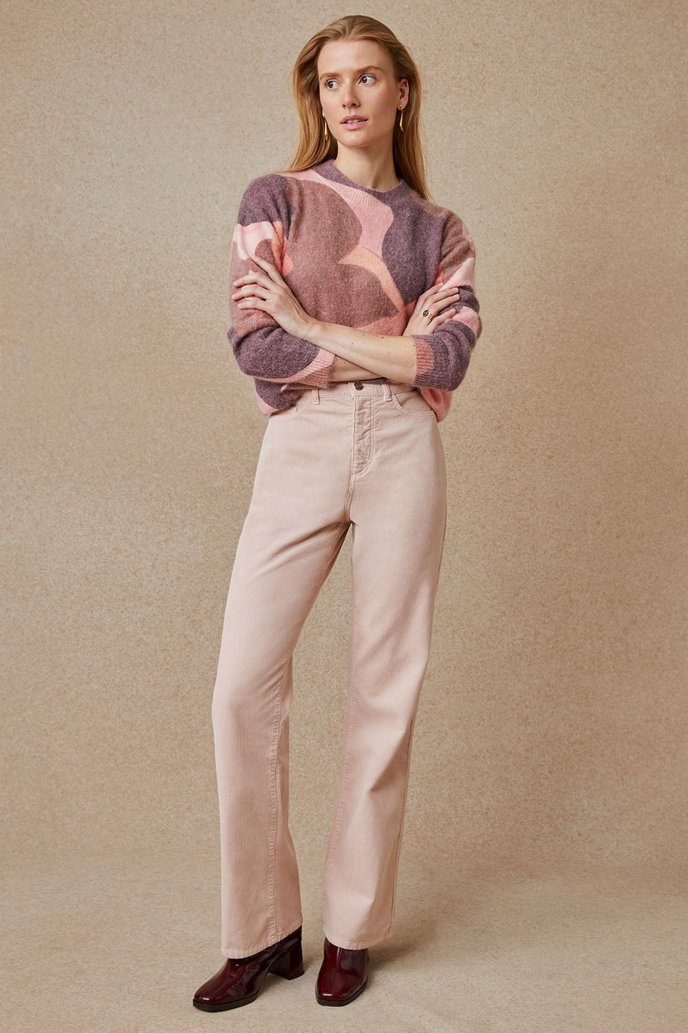 Pantalon Idéaliste en velours Rose Poudré
