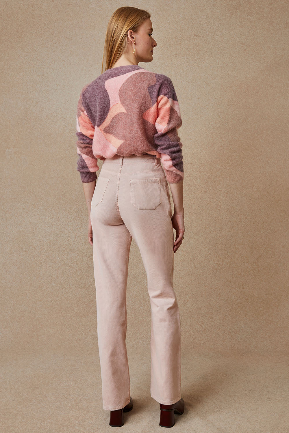 Pantalon Idéaliste en velours Rose Poudré