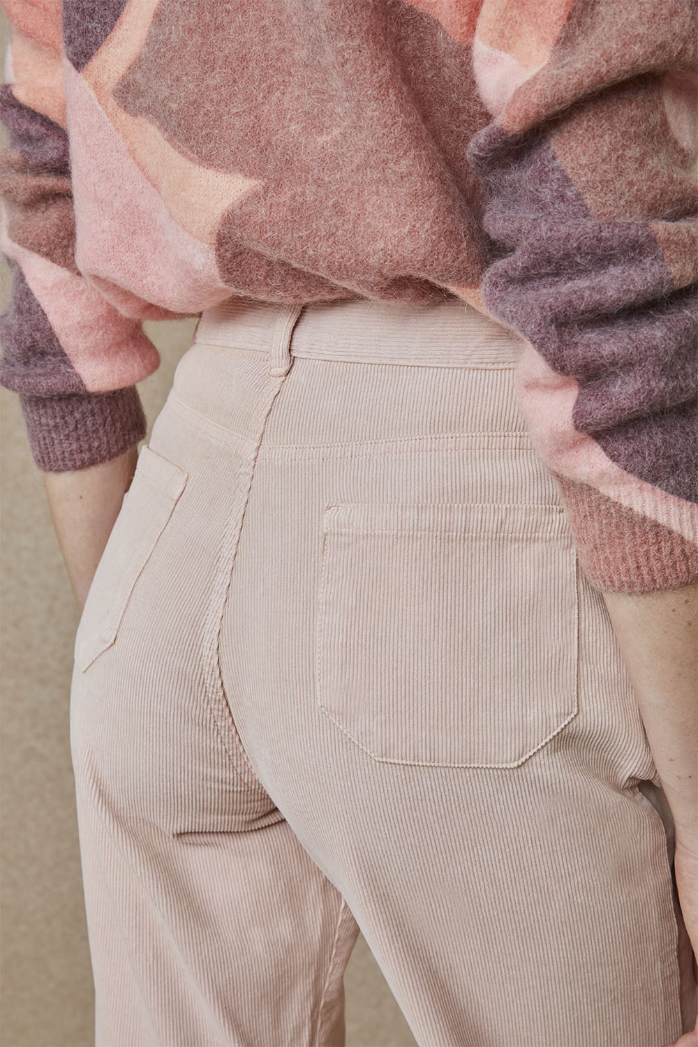 Pantalon Idéaliste en velours Rose Poudré