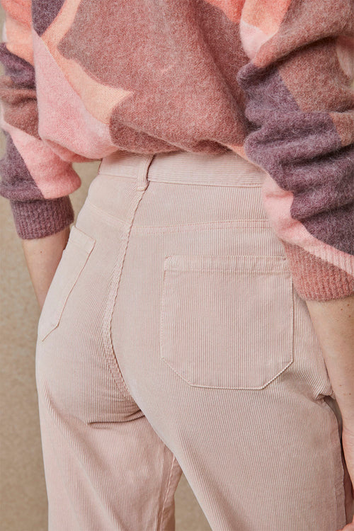 Pantalon Idéaliste en velours Rose Poudré